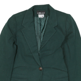 SAG HARBOR Womens Green Wool Blazer Jacket UK 10 Classic Button Closure Tailored