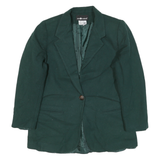 SAG HARBOR Womens Green Wool Blazer Jacket UK 10 Classic Button Closure Tailored