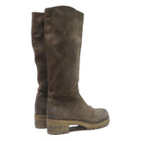 PRADA Womens Brown Leather Knee High Boots UK 5.5 Stylish Durable Footwear