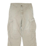 CARHARTT Mens Regular Beige Cotton Blend Cargo Trousers W32 L30 Workwear Zip
