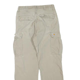 CARHARTT Mens Regular Beige Cotton Blend Cargo Trousers W32 L30 Workwear Zip