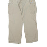 CARHARTT Mens Regular Beige Cotton Blend Cargo Trousers W32 L30 Workwear Zip