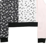 FILA Womens Pink & Black Floral Logo Crew Neck S Sweatshirt Pullover Crop Top