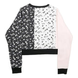 FILA Womens Pink & Black Floral Logo Crew Neck S Sweatshirt Pullover Crop Top
