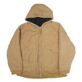 Mens Beige Cotton Hooded Zip Jacket XL Casual Workwear Pocket