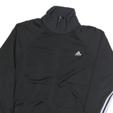 ADIDAS Mens Black & White Track Jacket M Polyester Zip Slim Fit Sportswear