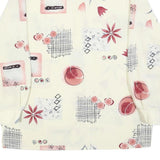 Womens Cream Printed Shirt Long Sleeve Collared Vintage L Relaxed Fit