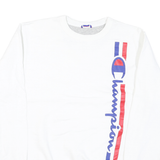 CHAMPION Mens White Crew Neck S Cotton Blend Sweatshirt Logo Print
