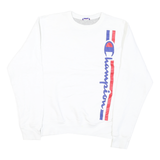 CHAMPION Mens White Crew Neck S Cotton Blend Sweatshirt Logo Print