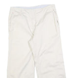 TOMMY HILFIGER Womens Cotton Blend Cream Relaxed Straight Trousers W32 L25