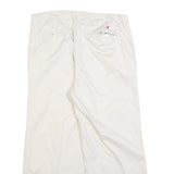 TOMMY HILFIGER Womens Cotton Blend Cream Relaxed Straight Trousers W32 L25