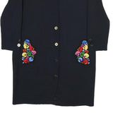 MIMMINA Womens Black Embroidered Button Jacket M Polyester Blend Classic