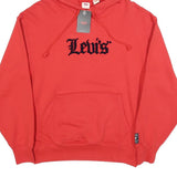 LEVI'S Mens Red Hoodie S Cotton Blend Pullover Hooded Sweatshirt