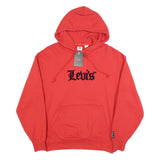 LEVI'S Mens Red Hoodie S Cotton Blend Pullover Hooded Sweatshirt