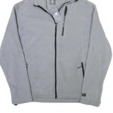 NEW BALANCE Mens Grey Hooded Zip Jacket L Polyester Blend Plain Lightweight