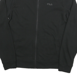 FILA Mens Black Zip Jacket M Cotton Blend Plain Casual Lightweight