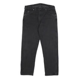 WRANGLER Mens Black Regular Straight Denim Dark W36 L30 Cotton Zip Jeans