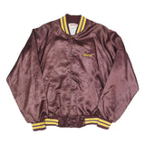 HARTWELL Mens Brown & Yellow Varsity Button Jacket L Polyester Woven Plain