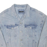 66 GIRLS Womens Blue Denim Jacket L Cotton Blend Button Front Classic Casual