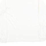 LANDS END Womens White Plain Cotton Blend Jumper Roll Neck Basic Knit S Soft