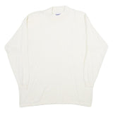 DAMART Womens White Plain Crew Neck Jumper Basic Knit L Soft Knitwear