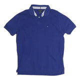 TOMMY HILFIGER Mens Blue Short Sleeve Plain XL Cotton Polo Shirt Classic
