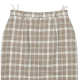 Womens Beige & White Checked Wool Pencil Midi Skirt M Classic Office Wear