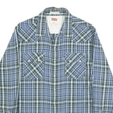 LEVI'S Mens Blue & Green Check Shirt M Classic Cotton Long Sleeve Button