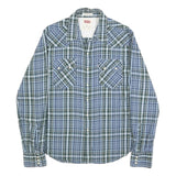 LEVI'S Mens Blue & Green Check Shirt M Classic Cotton Long Sleeve Button