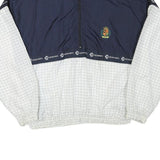 CUCCINI Mens Navy & White Sports Jacket L Polyester Blend Zip Grid Pattern