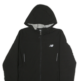 NEW BALANCE Womens Black Hooded Zip Jacket M Polyester Blend Plain Athletic