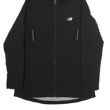 NEW BALANCE Womens Black Hooded Zip Jacket M Polyester Blend Plain Athletic