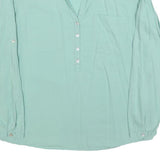 TOM TAILOR Womens Mint Blue Plain Blouse Long Sleeve Button Neck Size S