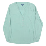 TOM TAILOR Womens Mint Blue Plain Blouse Long Sleeve Button Neck Size S