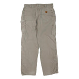 CARHARTT Mens Cotton Blend Beige Regular Fit Straight Trousers W36 L32 Workwear