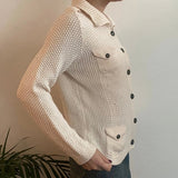 Unbranded Collared Cardigan - Large Cream Acrylic Blend