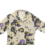 C &ML FASHION Womens Beige & Purple Pattern Shirt M Button Sleeve Cotton Blend