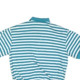 JASON MAXWELL Womens Blue & White Striped Short Sleeve Polo Shirt M Cotton Blend