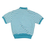 JASON MAXWELL Womens Blue & White Striped Short Sleeve Polo Shirt M Cotton Blend