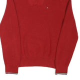TOMMY HILFIGER Mens Red Pullover Plain Crew Neck Basic Knit M Cotton Blend