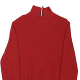 TOMMY HILFIGER Mens Red Pullover Plain Crew Neck Basic Knit M Cotton Blend