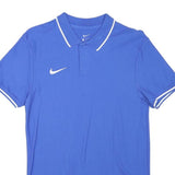 NIKE Mens Blue & White Short Sleeve Plain S Polo Shirt Cotton Blend Sports