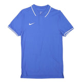 NIKE Mens Blue & White Short Sleeve Plain S Polo Shirt Cotton Blend Sports