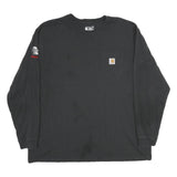 CARHARTT Mens Black Long Sleeve Crew Neck Pocket T-Shirt 2XL Durable Workwear