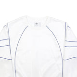 ADIDAS Womens White Sweatshirt Crew Neck UK 12 Blue Piping Casual Sportswear