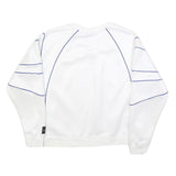 ADIDAS Womens White Sweatshirt Crew Neck UK 12 Blue Piping Casual Sportswear