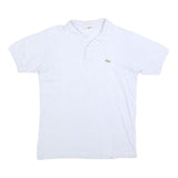 LACOSTE Mens White Short Sleeve Polo Shirt M Cotton Blend Casual Classic