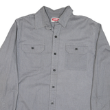 WRANGLER Mens Grey Plain Cotton Blend Shirt M Classic Button-Down Long Sleeve