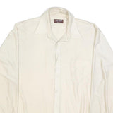 VAN HEUSEN Mens Cream Plain Shirt L Long Sleeve Button Cotton Blend