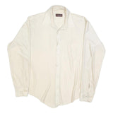 VAN HEUSEN Mens Cream Plain Shirt L Long Sleeve Button Cotton Blend